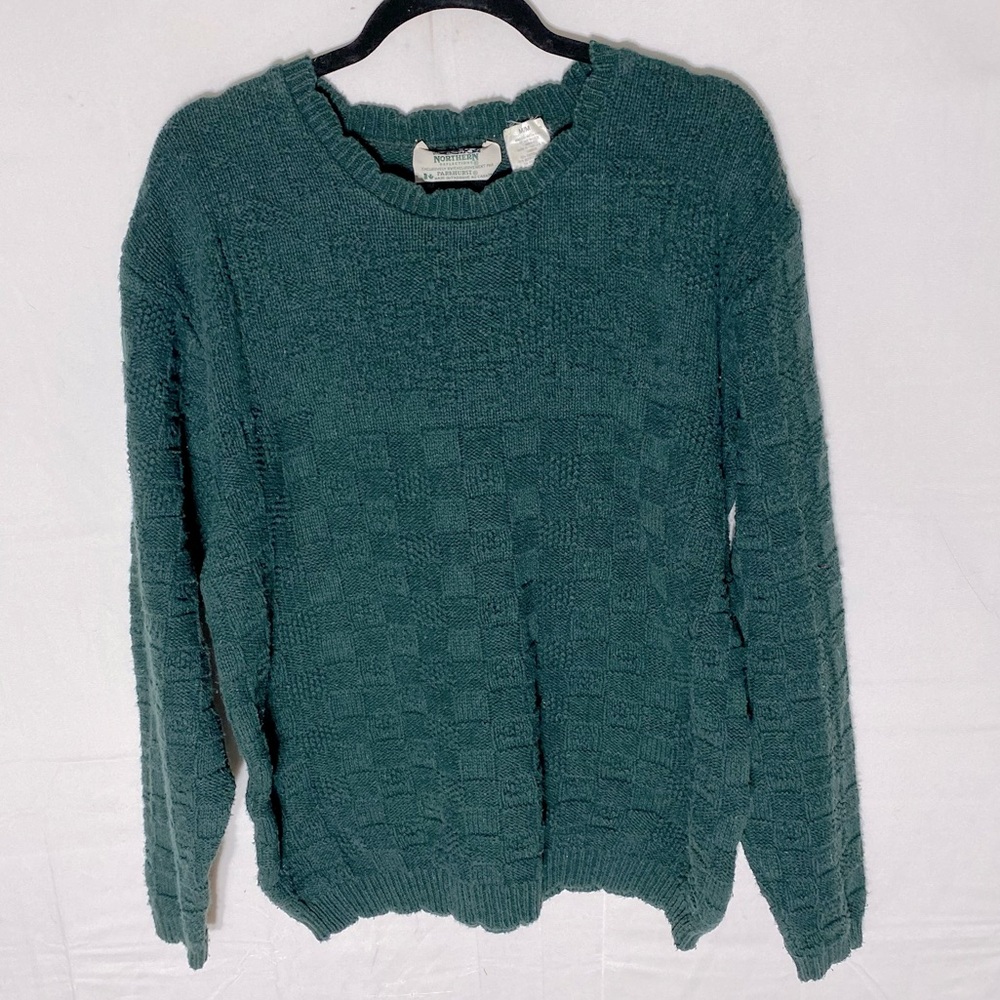 Vintage Northern Reflections Green Cotton Blend Oversized Chunky Knit Sweater M